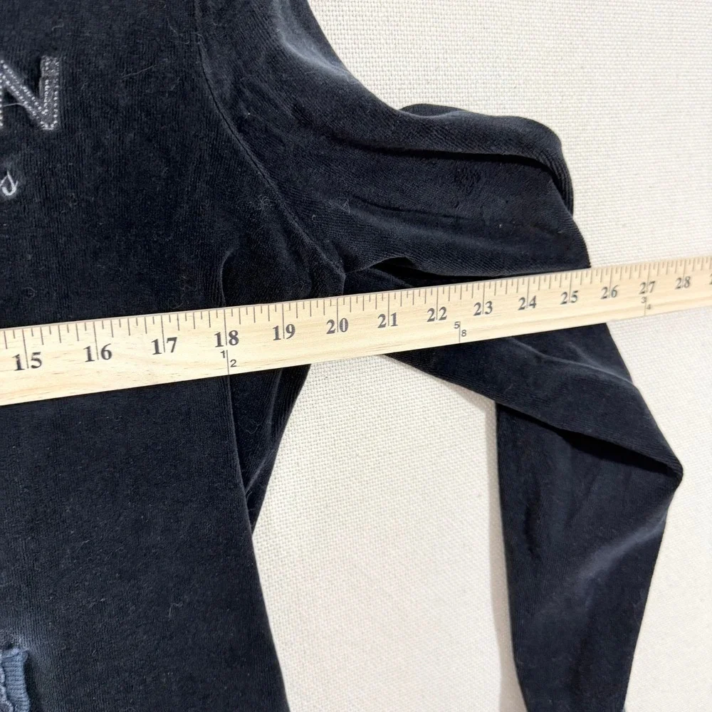 Calvin Klein Jeans Womens Black Velour Tracksuit Set Hoodie Pants Y2K Small - Picture 4 of 10